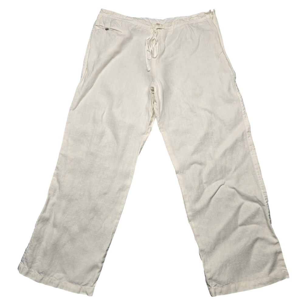 Anokhi Pants Womens Large White Wide Leg Drawstring Lightweight Casual Khakis
